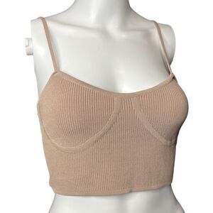 Signature8 Ribbed Bustier Crop Top Brown Size Small